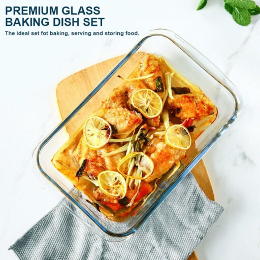 Elegant presentation of baked dishes in the 8-Piece Deep Glass Baking Dish Set.