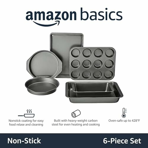 Amazon Basics 6 Piece Nonstick Bakeware Set